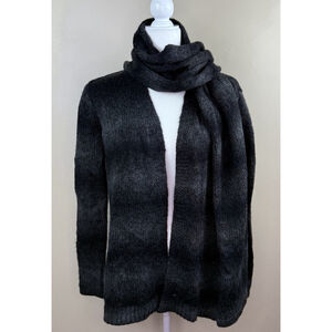 Elie Tahari Charcoal Gray Ombre Cardigan Sweater Open Front Scarf Small NWT